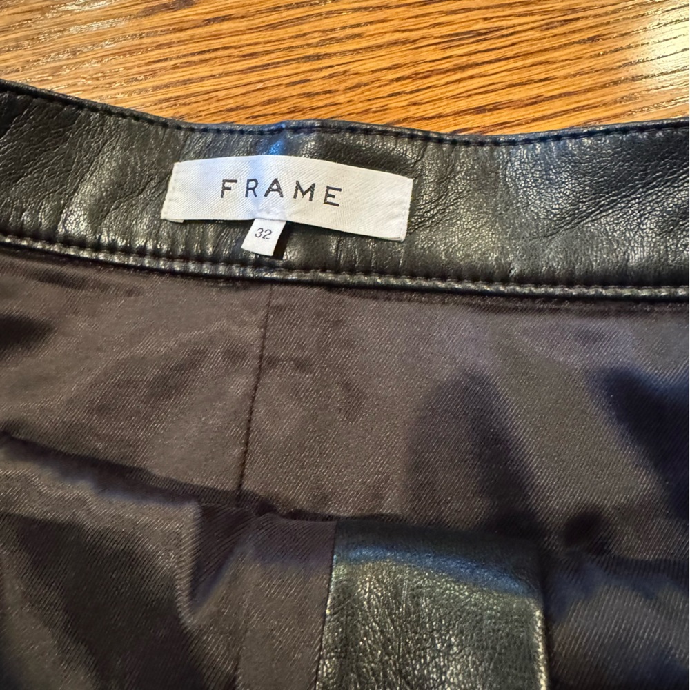 FRAME High 'n' Tight Recycled Black Leather Mini Skirt | Size 32 - Picture 6 of 9